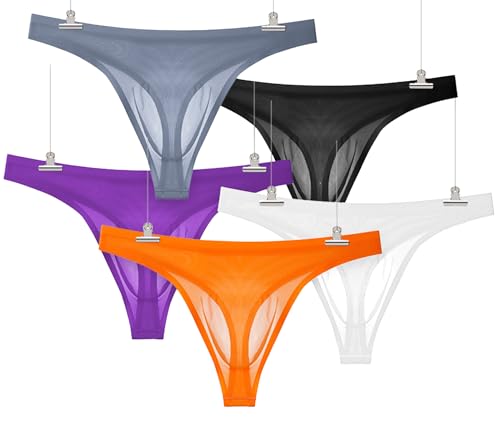 Mens See Through Underwear Low Waist Sheer Bikini Briefs Pouch T-Back G-String Thong Panties Knickers