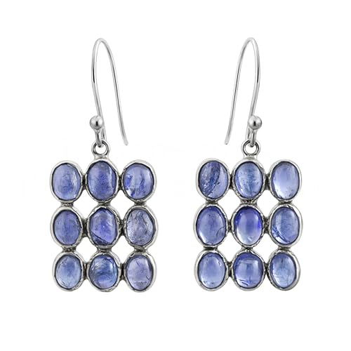 Boucles d'oreilles tanzanite fait main en argent 925 de créateur