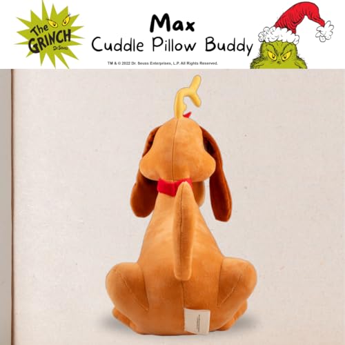 Image of Dr. Seuss The Grinch Max Dog Holiday & Christmas Bedding Super Soft Plush Cuddle Pillow Buddy, (Officially Licensed Product) By Franco
