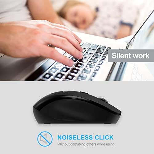 Amazon Brand  Eono Wireless Mouse for Laptop, 2.4GHz Silent Cordless Optical PC Laptop Computer Mouse, USB Wireless Mice, 1600DPI with 3 Adjustable Levels for Windows Mac Linux Vista MacBook