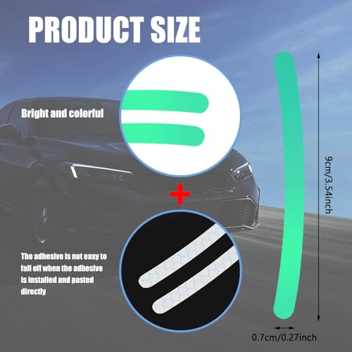 Image of 20PCS Reflective Car Wheel Decorative Stripe Stickers, Car Wheel Decals, Night Safety Warning Car Stickers, Anti-Scratch Reflective Rim Stickers Universal for Cars Motorcycles (Laser Luminous)