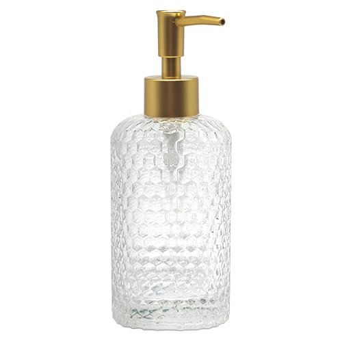 Image of Glass Hand Soap Dispenser Bathroom, Refillable Liquid 12.7oz Soap Dispenser with Rust-Proof Plastic Pump for Kitchen