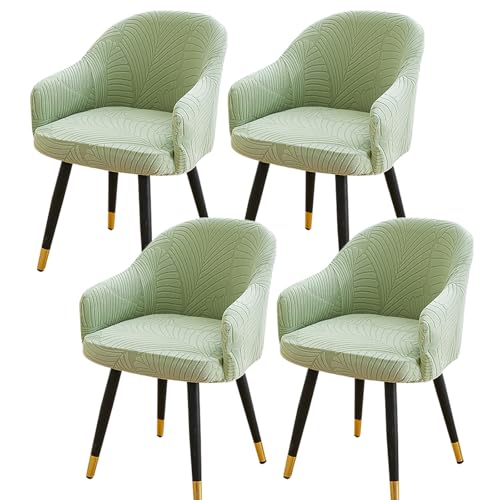4 fundas para sillas de respaldo curvado, fundas verdes para sillones y sillas de escritorio, perfectas para banquetes, oficina, sala de estar, tocador y dormitorio
