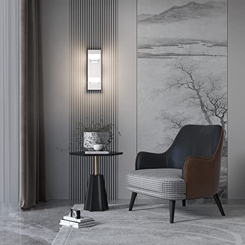 Image of Ralbay Modern Chrome Vanity Light 2 Light Acrylic Stainless Steel Chrome Bathroom Lighting Fixtures Modern LED Vanity Light for Bathroom (Natural White Light 4500K)