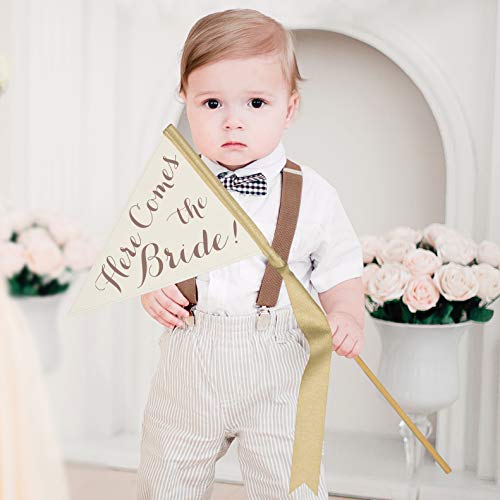 2 Wedding Flags Here Comes The Bride Pennant Sign For Flower Girl Or Ring Bearer | Page Boy Prop | Wedding Ceremony Signage Flag #TOP5