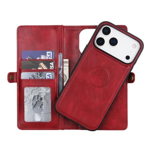 Housse iPhone 15 Plus rouge antichoc étui portefeuille anti rayure