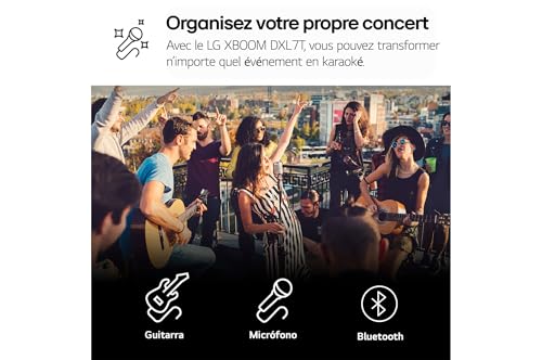 LG xboom Enceinte Bluetooth Puissant PartyBox Karaoke Grosse Enceinte Bluetooth Lumineuse Portable à roulettes Enceinte Bluetooth Portable Exterieur Bluetooth et Application DXL7T - vue 5