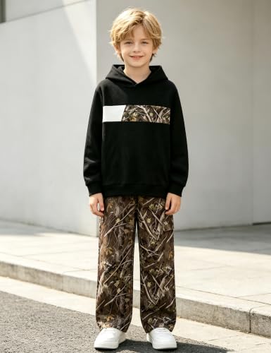 Image of Boys Clothes Boy Outfits 2-Piece Long Sleeve Hoodie and Camouflage Pants Boys Fall Winter Clothes for 6-16 Years