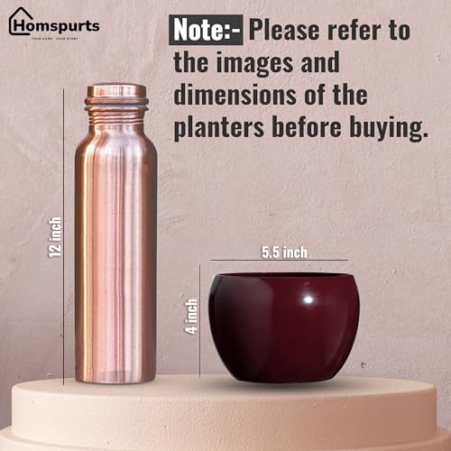 Image of Sunshine Elegant Matte Finished Brown Tabletop Flower Pot Planter | Metal Plant Pot for Indoor Succulent Plants, Living Room, Home Decor, Office, Restaurant