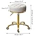 XCRFKGW Gold Rolling Stool, Round Roller Swivel Chair, Pedicure Salon Spa Massage Chair with Wheels, PU Leather Seat Padded, Adjustable Vanity Stool 43-55 cm (White)