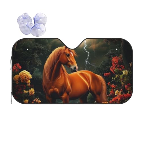 Cubiertas de parabrisas flores matorral caballo naranja parasol ventana delantera automóvil