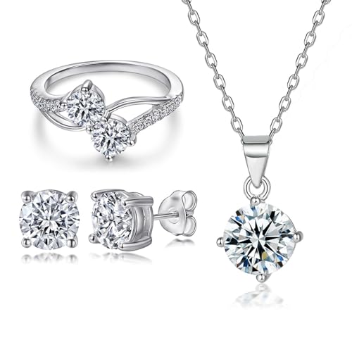 Symbole de l'amour éternel : parure double diamant or 14 carats et moissanite femme