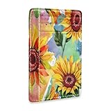 Ksajwzf Portatarjetas de crédito de cuero fino y clip para dinero, cartera con diseño de girasol salvaje, bloqueo RFID, para mujeres y hombres, flor amarilla