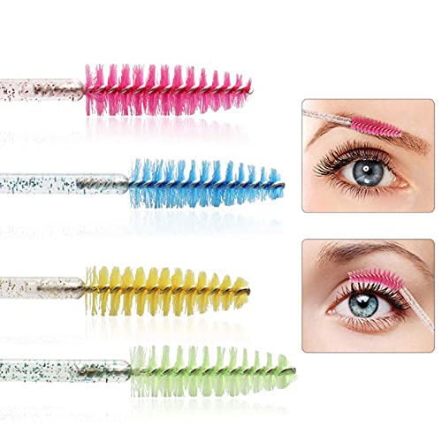 I-Laesh 100 Pcs Disposable Eyelash Brushes, Mascara Wands, Eye Lash Brush, Spoolies For Eyelash Extensions, Spoolie Eyebrow Eyeshadow Brow Makeup Supplies Kit Cleansing Glitter Applicator Tool Accessories Bristle (Crystal Black) #TOP4