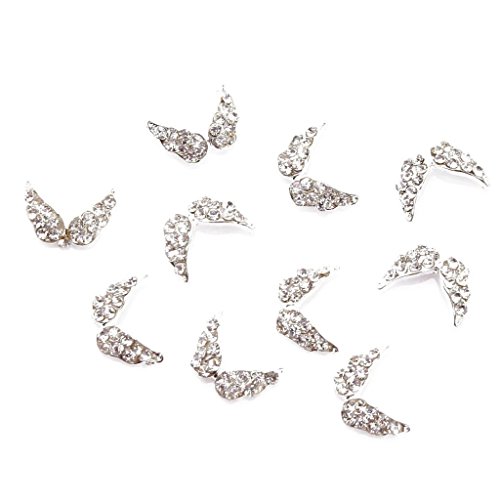 Enforten EFTBN00734 10Pcs Angel Wing 3D Crystal Rhinestone Gems Nail Art Tips Slice Decoration thumb #1
