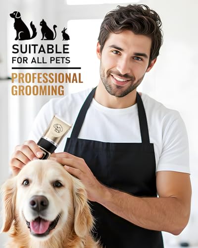 Hundeschermaschine, Haarschneidemaschine für Hunde, Schermaschine Hund Trimmer Fellpflege Kit mit 4 Kamm, Schere, Edelstahl Kamm, Reinigungsbürste