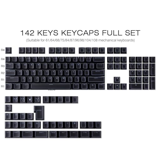 Teclas PBT para teclado mecánico negro Sunzit de 142 piezas para setups de juego 5