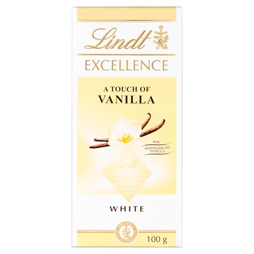 Lindt Excellence tableta de chocolate blanco aromatizada con vainilla de Madagascar, pack de 20 unidades
