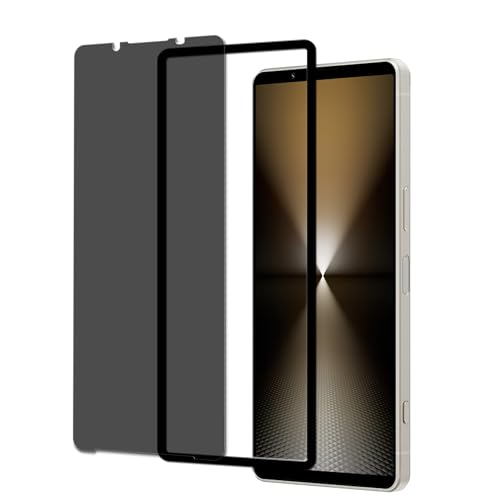 KPNS 覗き見防止 ガラスフィルム Xperia 1 VI 第6世代 SO-51E SOG13 XQ-EC44 / Xperia 1 VII SO-51F / XQ-FS44 用 (1枚)ガラスフィルム + ガイド枠付き 日本旭硝子素材採用 全面 保護フ
