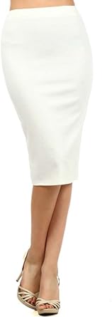 Womens Solid Pencil Skirt. Made in USA L, Ivory