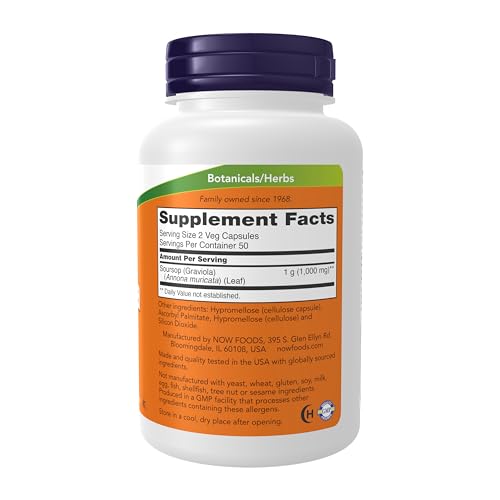 NOW Supplements Graviola 500 mg Veg Capsules