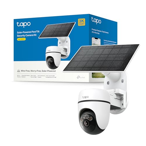 Tapo C630 KIT 3K 5MP Telecamera Wifi Esterno Senza Fili con Pannello Solare, 360° PTZ Videocamera Sorveglianza a Batteria 6700mAh, Visione Notturna a Colori, Rilevamento/Tracciamento AI, IP65