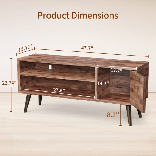 Retro Tv Stand With Storage Cabinet For Tvs Up To 55 Inch, Tv Console For Media, Mid Century Modern Tv Stand & Entertainment Center, Wooden Tv Stand For Living Room/Bedroom, Walnut, Aprts01Wn #TOP6