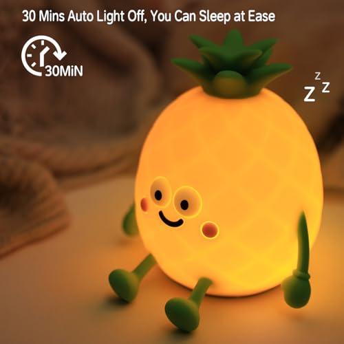 Image of Led Cute Pineapple Night Light, 7 Colors Dimmable Bedside Lamp, Touch Control Night Lamp with Timer for Kids Adults, Used for Camping Party Room Decor (Pineapple)