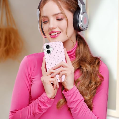 Hython for iPhone 17 Case Cute Polka Dot Aesthetic Design Simple Cover 6.3", Thin Slim Anti-Scratch Soft TPU Bumper Shockproof Rubber Protective Phone Cases for Women Girls, Magnetic Pink by Hython - Used condition - Image 6