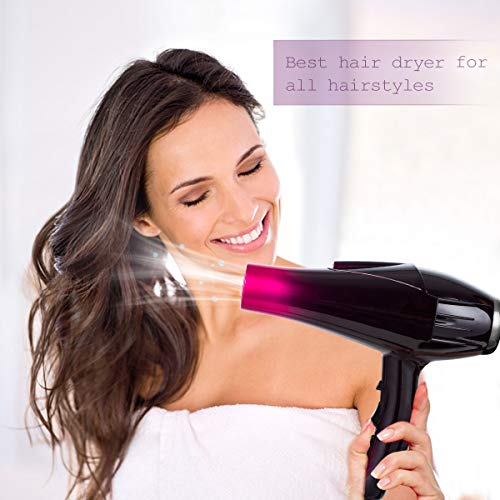 Professional Hair Dryer With Blue Light Far Infrared Negative Ionic 3500W Blow Dryer Fast Drying Heat Hairdryer Powerful Home Salon Hair Dryers With Attachment #TOP6