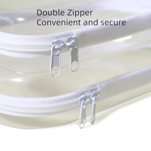 Image of 2-Pack Clear Hard Shell Zipper Case, Large & Small, Transparent, Durable Plastic, Ideal for Building Blocks, Puzzles, Cosmetics, Stationery