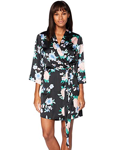 Iris & Lilly Robe de Chambre Kimono en Coton Femme, Multicolore (noir...