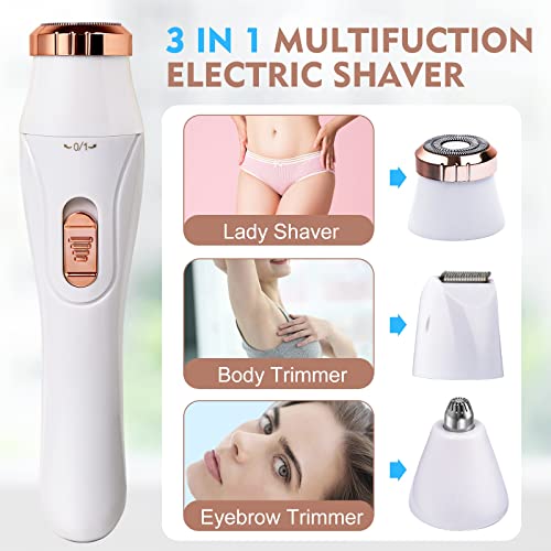Bikini Trimmer, Eyebrow Trimmer, Facial Hair Remover For Women 3 In 1, Face Shavers, Electric Razors For Women, Body Hair Removal For Pubic Hair, Face, Legs, Hand And Underarm, Usb Rechargeable, White #TOP1
