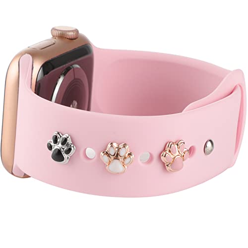 3Pcs Decorative Charms Nails Studs Compatible with Apple Watch Band 45/44/42/41/40/38mm Silicone Bands iWatch Series 8 7 6 5 4 3 2 1 Stylish Personalize SmartWatch Accessories (No Band) (Dog Paw)
