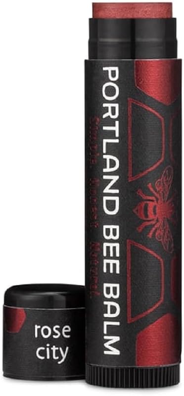 Portland Bee Balm Bálsamo Labial com Cera de Abelha, Óleo de Coco e Óleo de Oliva Orgânicos Rose City - 1 unidade