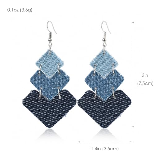 YONARROS Blue Jean Denim Earrings Boho Cowgirl Earrings for Women (Denim-01) by YONARROS - Used condition - Image 6