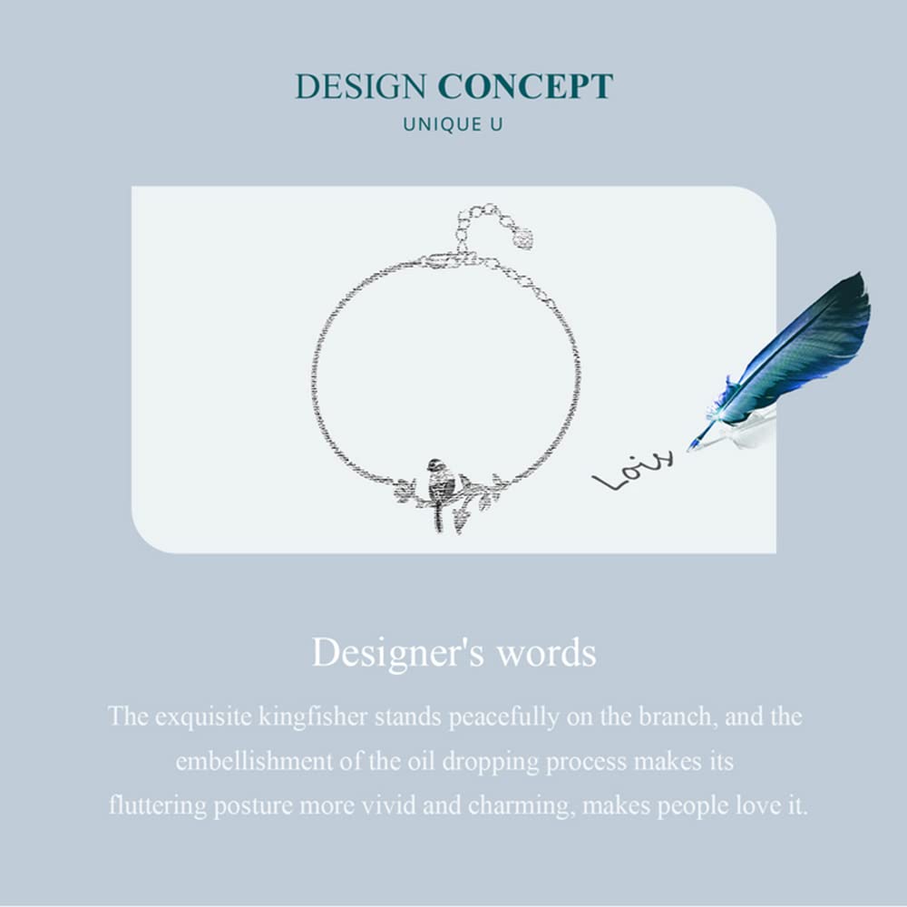 YCTTKDD Bracciale con Uccelli in Argento Sterling Bracciale con Uccelli con Animali Carini Braccialetti di buona Fortuna, Regalo per Le Donne