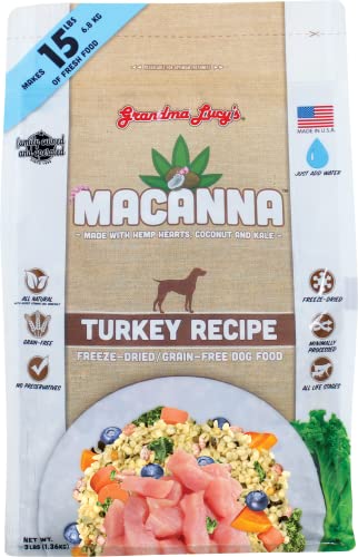 Macanna Grandma Lucys Grain-Free Turkey Freeze-Dried Dog Food 3 Lbs. Brown