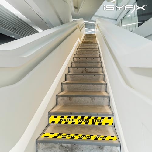 iSYFIX Adesivos Watch Your Step Floor Decalques - Pacote com 12 102 x 12 cm - Vinil autoadesivo prem
