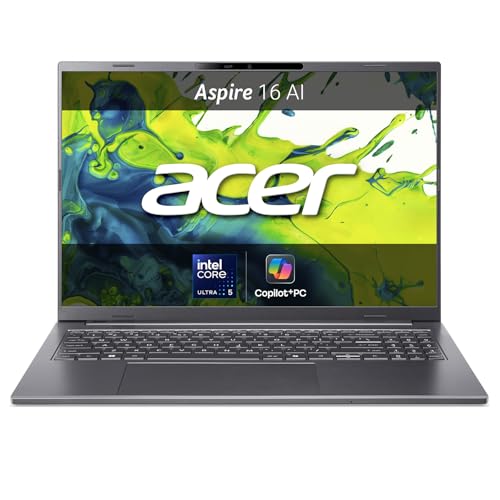 acer Aspire 16 AI Laptop | Display 16” WUXGA+ OLED | Intel Core Ultra 5-226V | 16 GB RAM | 512 GB SSD | Copilot+ PC | Windows 11 | QWERTY | PC Portatile IA