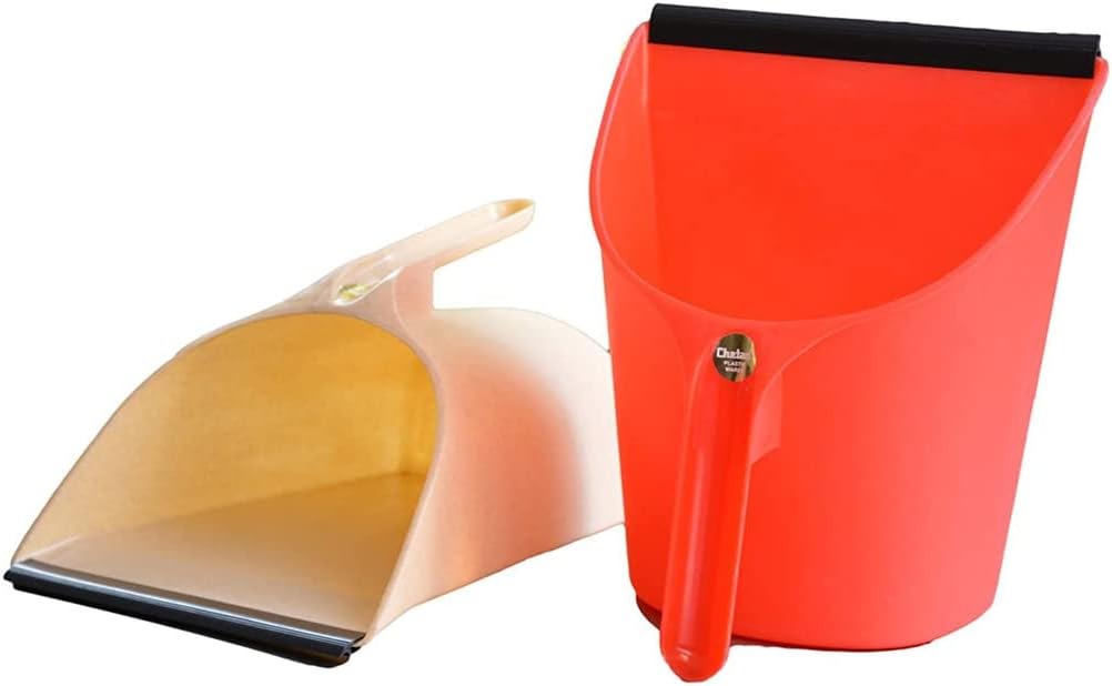 Chetan Premium Unbreakable Plastic Dust Pans Cum Dust Bins | Strong & Durable Dust & Litter Collector Pans for Waste Pickup at Home, Office & Shops (Multicolor, Set of 2 Pieces)