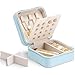 Vlando Travel Jewelry Case, Small Travel Jewelry Organizer Box for Girls Women - Blue