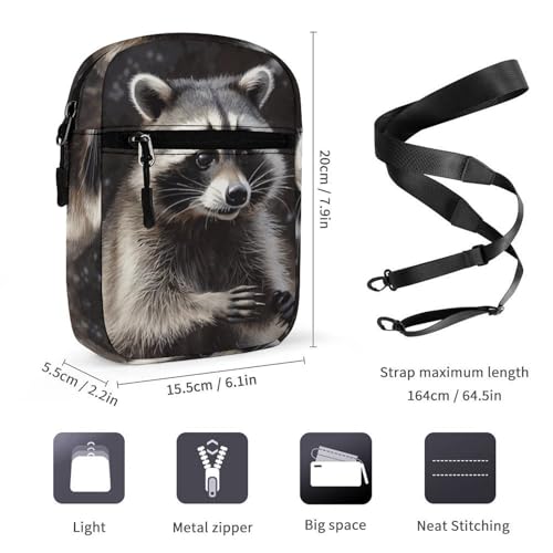 Personalized Small Crossbody Bag Water Resistant Messenger Bags Mini Raccoon Printing SlingBag For Men Women2