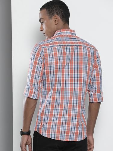 Image of The Indian Garage Co Men Slim Fit Checkered Full Sleeves Spread Collar Casual Shirt