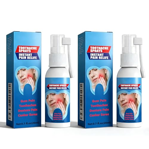 Adult Toothache Relief Spray - Soothes Gum Fast, Mint & Chamomile Formula for Relieving Inflammation of Wisdom Teeth, Swollen Gums and Other Types of Oral Problems (2 PC)