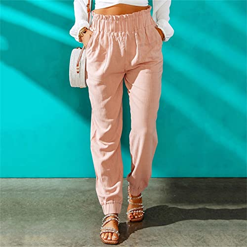 Potton Casual Dressy Capris For Women Summer Wide Leg Solid Color Women Capri Linen Pants Beach Loose With Pockets Plus Size #TOP7