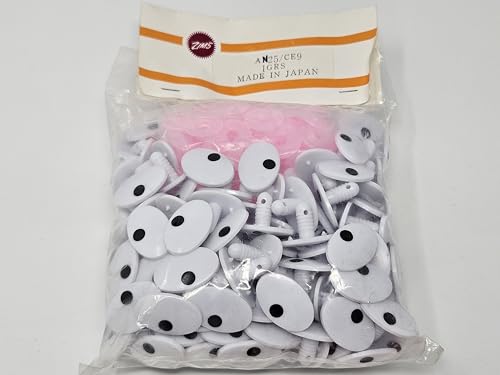 Zim's 25mm Oval Black and White Dot Comical Cartoon Plastic Safety Eyes for Craft Amigurumi Dolls, Toys or Puppets (Bulk Pack of 144)