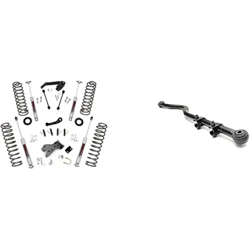 Rough Country 4" Lift Kit for 2007-2018 Jeep Wrangler JK Unlimited - 68130 & Front Forged Adjustable Track Bar for 2007-2018 Wrangler JK - 1179