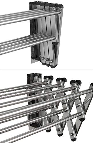 Sorbus Clothes Drying Rack, 34" Wall Mounted Space-Saver, 8 Bar Racks Great Organization For Laundry Room, Mudroom, Bedroom, Pool Area, 60 Pound Capacity 22.5 Linear Ft #TOP6