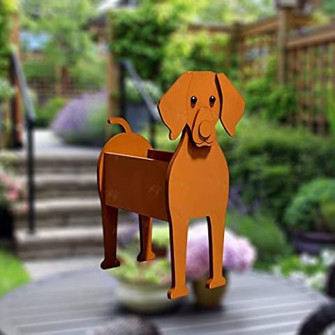 XOOFMASS Cute Dog Planters for Outdoor Plants Wooden Animal Shaped Flower Pot Planter Pot Dog Planter Plant Pots for Flower Cactus Dog Succulent Planters Plant Holder Dog Plant Pot,Vizsla,10"x16.9" Cover